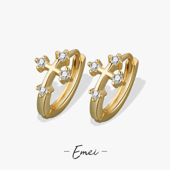 Unique design sweet earrings for women, Korean style, fresh and delicate, with diamonds, summer fashion versatile cross earrings