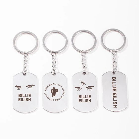 New European and American stainless steel products billie Military badge keychain pendant, hip-hop versatile accessory