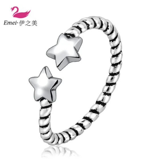 2020New Japanese and Korean style vintage chain ring for women, minimalist Thai silver distressed five-pointed star ring jewelry