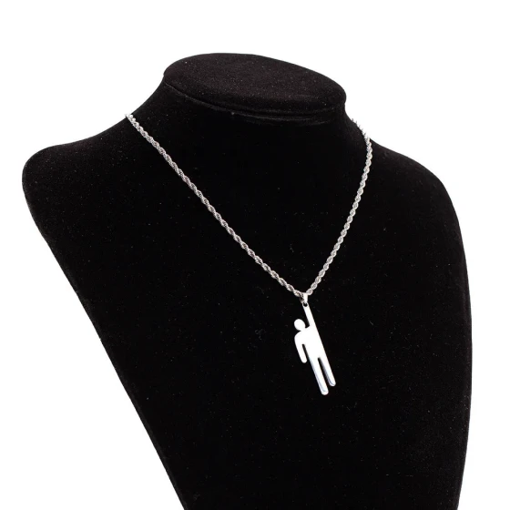 Street hip-hop style Billie Eilish Logo American rapper personalized stainless steel men's necklace