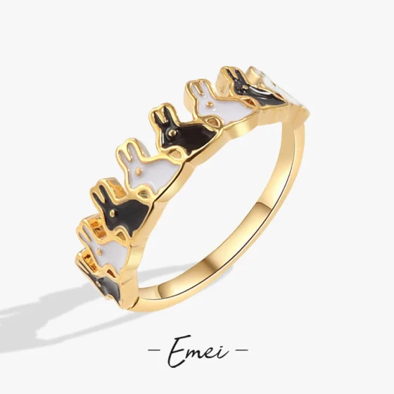 Enamel Rabbit Ring for Women, Unique Design, French Vintage, Adjustable, Non-Fading Enamel Ring ins Wind Ornament