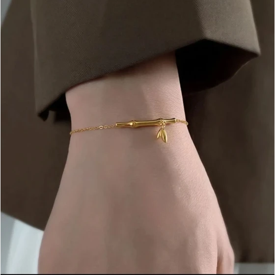 New model of the "Rising Step by Step" bamboo bracelet, Korean-style simple bamboo bracelet made of titanium steel, popular on social media and niche