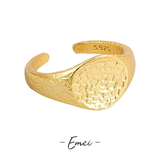 European and American rings Minimalist gold foil irregular concave-convex wide open ring for women, versatile and stylish