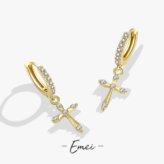 Unique design with a high-end feel, cross-shaped micro-inlaid zirconia sparkling diamond ear cuffs ins Versatile everyday earrings with a stylish look