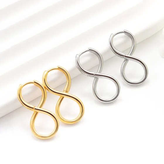 Popular8Character-shaped earrings, Korean and Japanese style, round line design, women's simple and elegant, creative and unique earrings