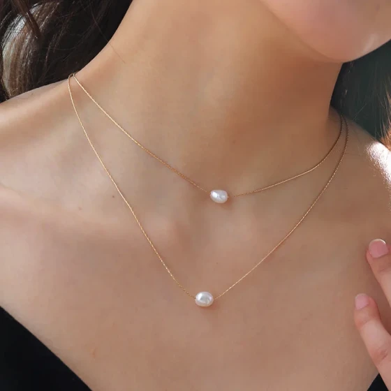European and American style titanium steel necklace  Pearl choker necklace Fashionable Women's Multi-Layer Necklace Christmas Necklace for Women