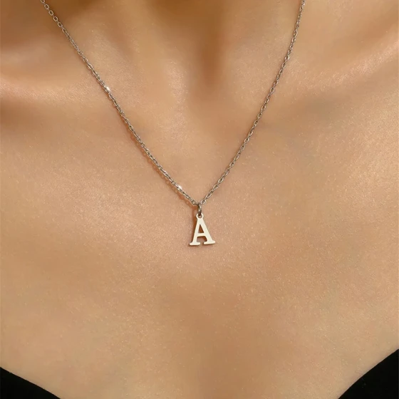 New Simple Stainless Steel26Letter necklace for women, versatile and elegant titanium steel jewelry