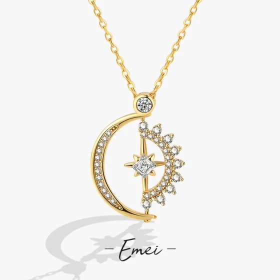 Heart of the Sun and Moon Necklace for Women, Internet Celebrity Style, Rotatable Pendant with Zirconia, Stress-Relief, High-End Clavicle Chain