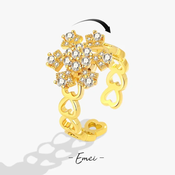 New rotating snowflake ring with adjustable opening, rotatable jewelry, Christmas gift trending online