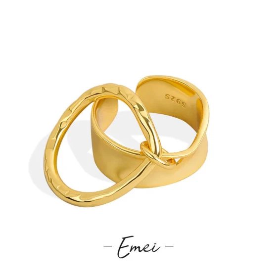 Trendy live-streaming hit: Irregular smooth surface double-layer open ring in Japanese and Korean style ins Unique women's ring