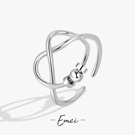 New anti-anxiety and stress-relief couple rings, personalized simple knotted heart-shaped rotating rings, couple's matching rings