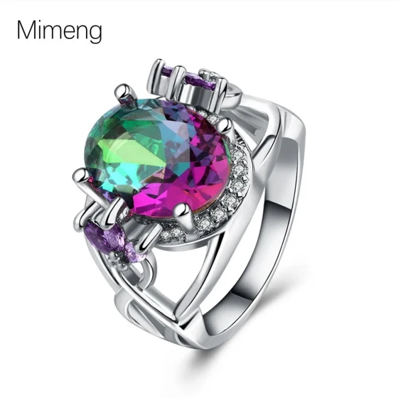 New Colorful Round Zircon Ring for Women, Light Luxury Niche Design, Personalized Finger Ring Jewelry