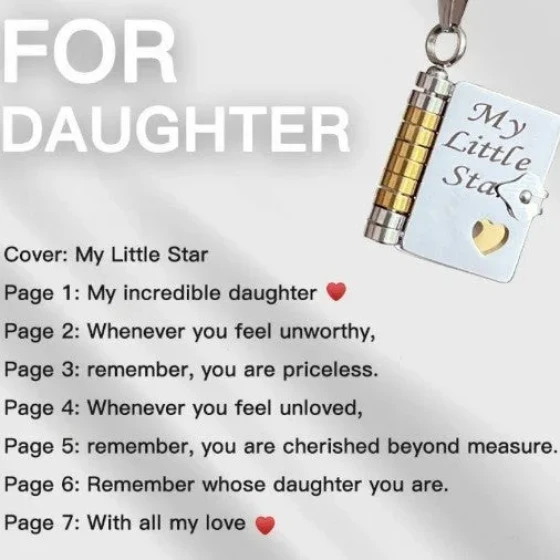 Creative Love Letter Titanium Steel Necklace with Openable Book Pendant for Mother's Day, Gift for Mom or Grandma's Birthday