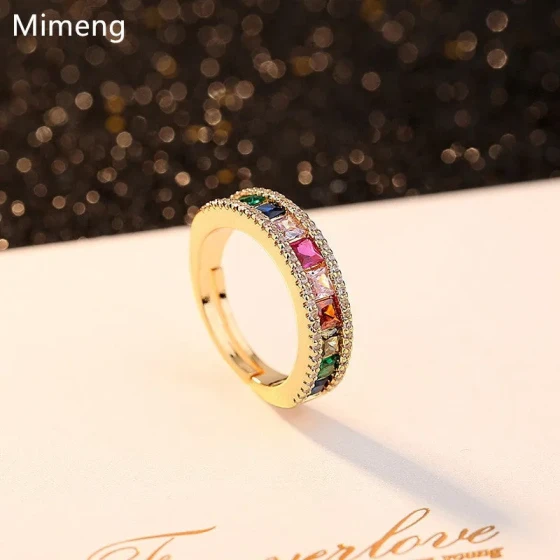 New niche design colorful zircon ring for women, light luxury, fashionable, high-end open ring