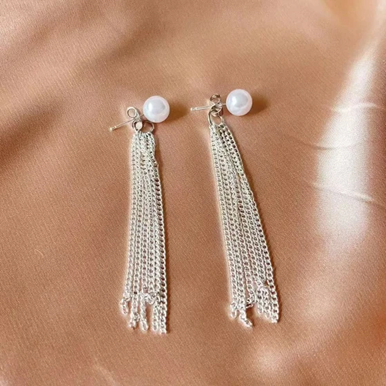 Pearl tassel earrings, French high-end dual-wear, elegant and dynamic tassel earrings, versatile and simple, fashionable ear accessories