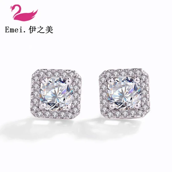 2020New Colorful Zircon Earrings with Micro Inlay European and American style square zircon earrings, Chanel-inspired rhinestone accessories