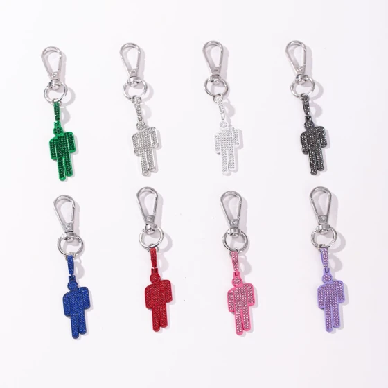 European and American fashion light luxury cartoon tilted head electroplated pendant keychain men's hip-hop trendy accessory