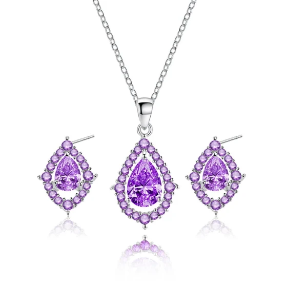New Fashion Water Drop Zircon Necklace and Earrings for Women, Simple and Stylish High-End Earrings and Collarbone Chain