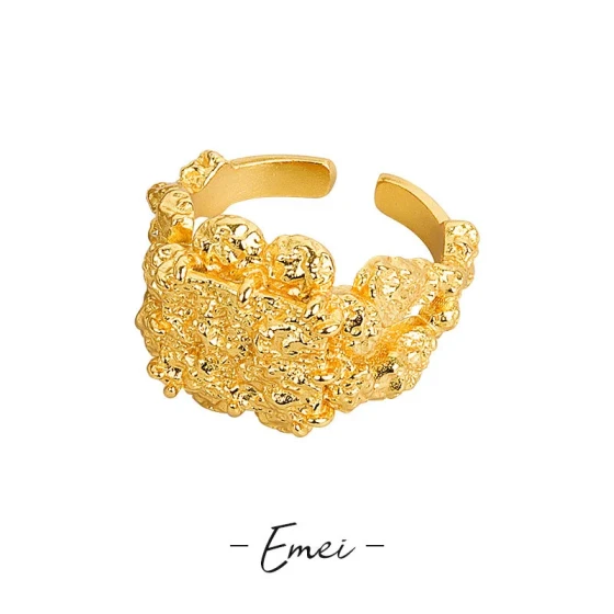 Korean-style versatile geometric open ring ins Unique irregular texture index finger ring from overseas