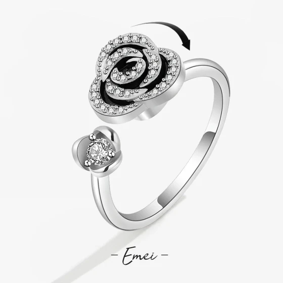 European and american hot Rotatable adjustable ring Anti-anxiety Stress-relief micro-inlaid zircon ring for women