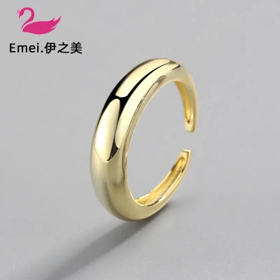 Korean-style silver-plated INS Minimalist irregular wave pattern gold-plated women's ring, versatile open silver ring Ornament