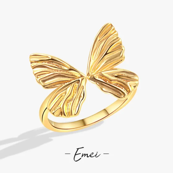 Sweet Butterfly Ring for Women, Exquisite, Elegant, Luxurious, Open-Ended Ring ins Unique design creative index finger ring