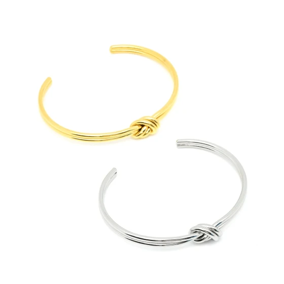 Unique women's open bangle, fashionable C Shape ins Elegant double-layered knotted bracelet that does not fade