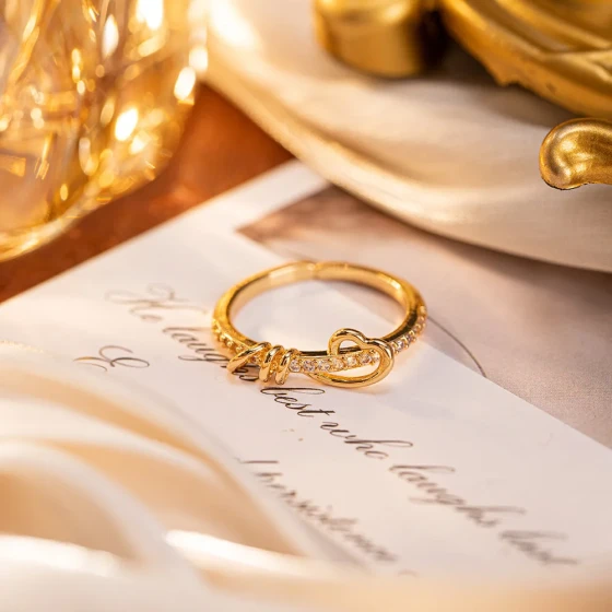 Double-layer twisted and knotted open ring for women, Korean version, light luxury, high-end feel, niche style, single row diamond ring