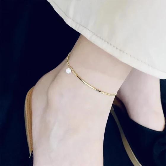 Trendy Anklet for Women, New Style, Non-Fading, Washable, Smiley Face ins Niche design anklet jewelry