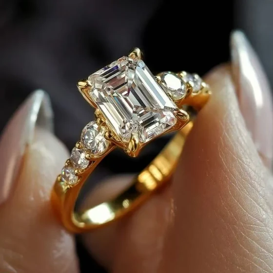 Stylish and Simple ins Square ring for women, light luxury, high-end geometric zircon diamond ring, European and American style stackable ring