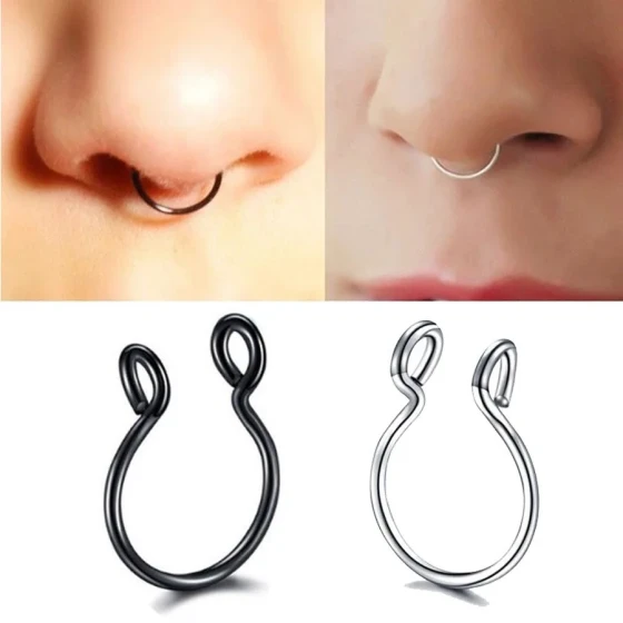 Popular style piercing jewelry Stainless steel, no drilling required U Simple nose ring, nose piercing, lip ring