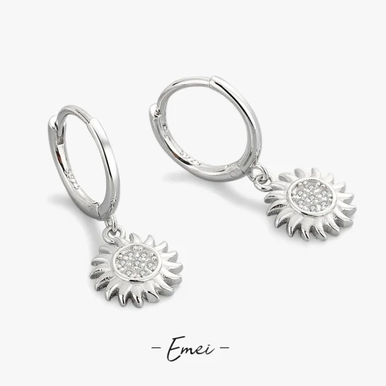 New ins Fashionable sunflower earrings Simple Zircon Flower Earrings, Fresh and Delicate Sunflower Earrings