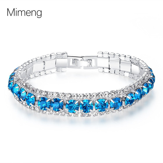 New Korean fashion high-end blue crystal bracelet, light luxury and cool style jewelry for women