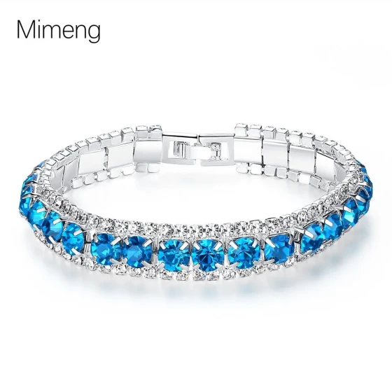 New Korean fashion high-end blue crystal bracelet, light luxury and cool style jewelry for women