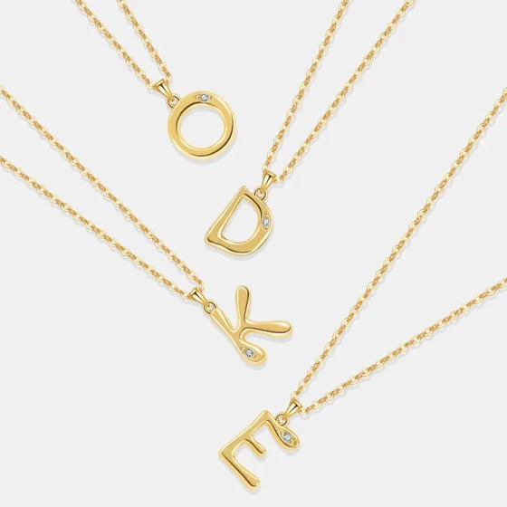 Minimalist English Letter Necklace Single diamond micro setting18K Gold collarbone chain Gifts and accessories for couples and best friends