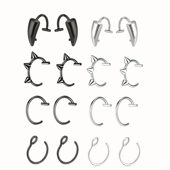 Stainless steel non-piercing lip stud, no need for piercing, lip clip without holes C Fake Lip Ring Hot Girl Decoration Set