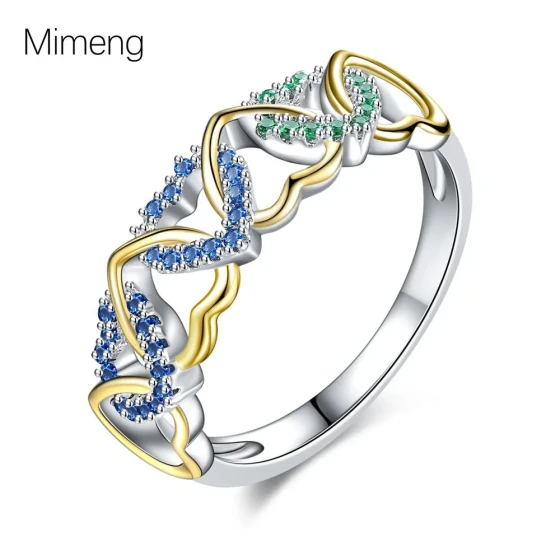 New two-tone heart-shaped zircon ring for women, light luxury fashion design, elegant ring