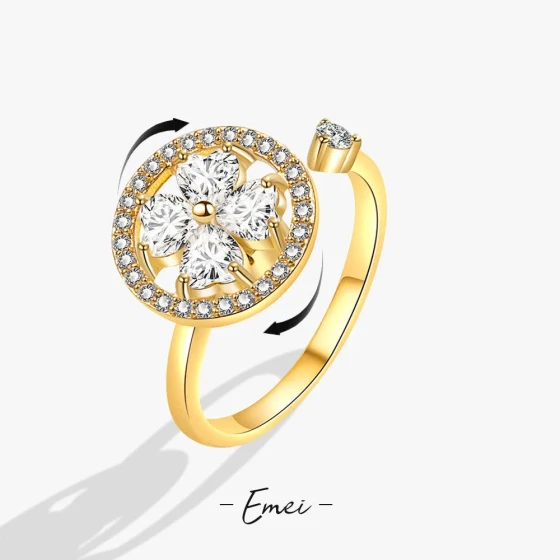 Rotating stress-relief ring for women, non-fading, niche design ins Light and Luxurious Women's Open Ring Fashionable with Diamonds