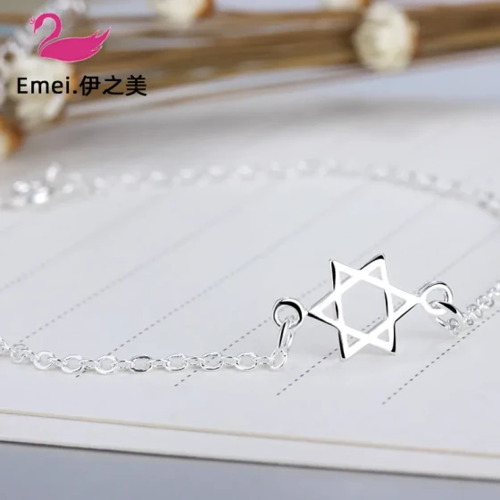 Korean fashion six-pointed star wish star lucky bracelet plain hexagonal star hand accessory Yiwu product