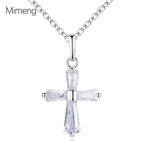 New cross zircon pendant necklace for women, light luxury fashion niche design clavicle chain