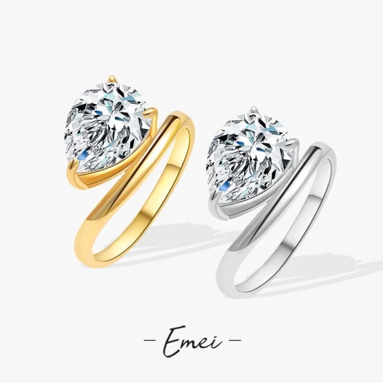 Hot-selling geometric ring gold water drop zirconia ring plated18K Minimalist and Luxurious Ring Jewelry