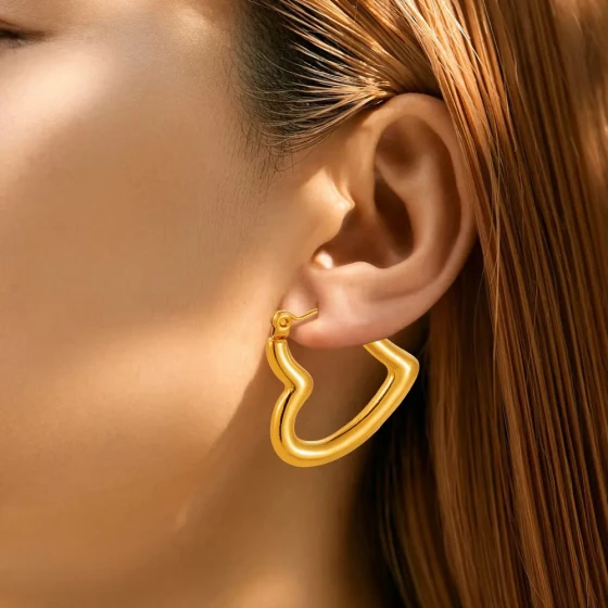 New high-end titanium steel earrings for women Irregular Heart-Shaped Earrings Plated18k Non-fading gold jewelry