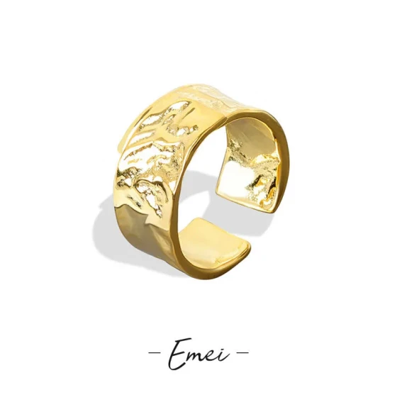 Korean-style geometric open ring ins Wrinkled Wide Band Ring for Women, Unique Design, Simple and Adjustable