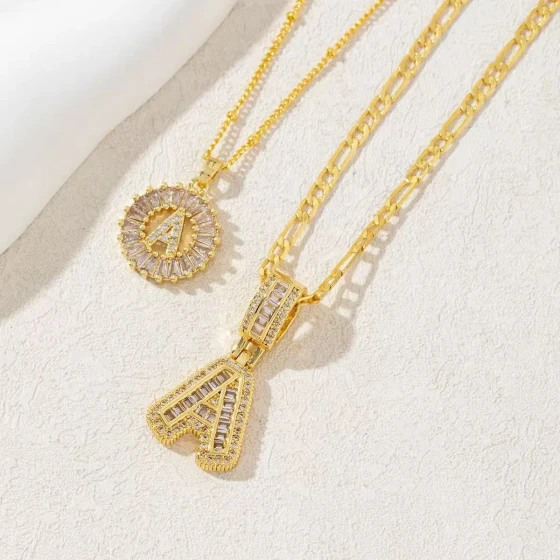 European and American fashion light luxury ice candy full of diamonds26English Letter Pendant Necklace Set for Women, Trendy and Stylish