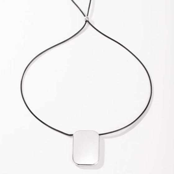 Men's stainless steel necklace, non-fading, square blank tag necklace, women's niche high-end simple versatile accessory