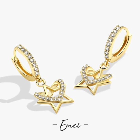 Fashionable new heart-shaped pendant earrings Korean-style pentagram earrings