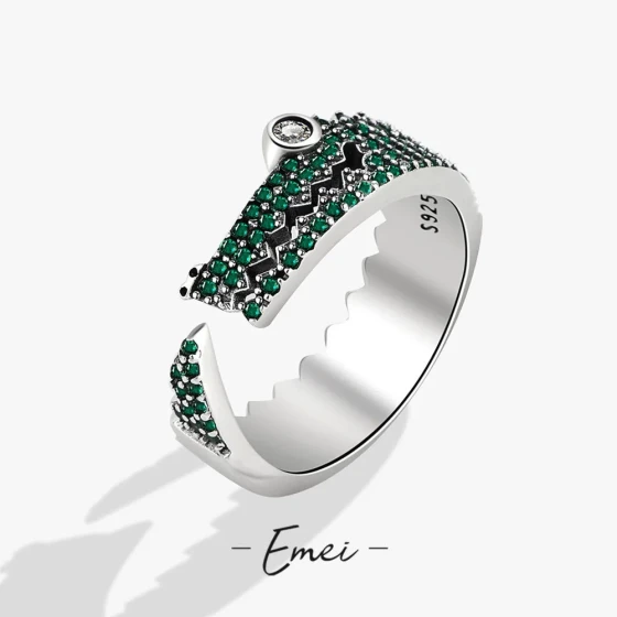 European and American fashion exaggerated accessory rings Copper micro-inlaid zircon crocodile open ring jewelry