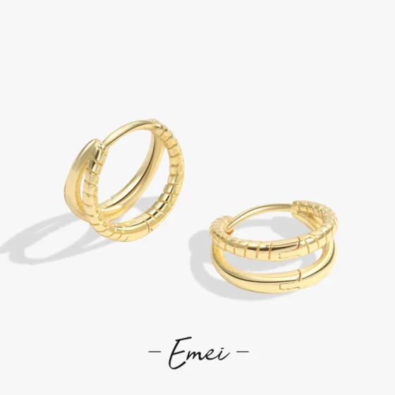 Korean-style niche earrings ins Trendy double-layer twisted earrings for women, high-end feel, Korean style, popular and versatile