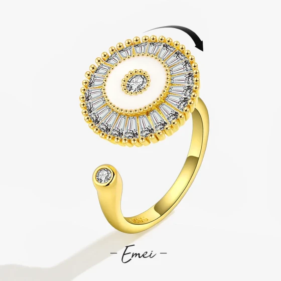Best-selling rotating ring to relieve anxiety and stress, full of diamonds, fashionable and versatile, popular with female influencers, personalized open ring