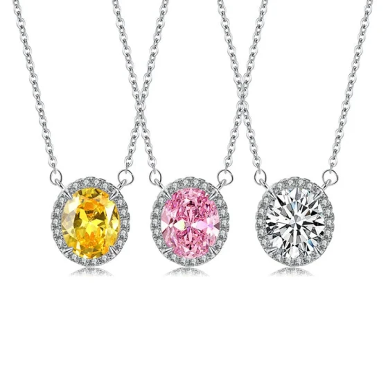 Live broadcast hot sale: ultra-sparkling brilliant yellow diamond necklace Eight Hearts and Eight Arrows Synthetic Zirconia Argyle Pink Diamond Pendant